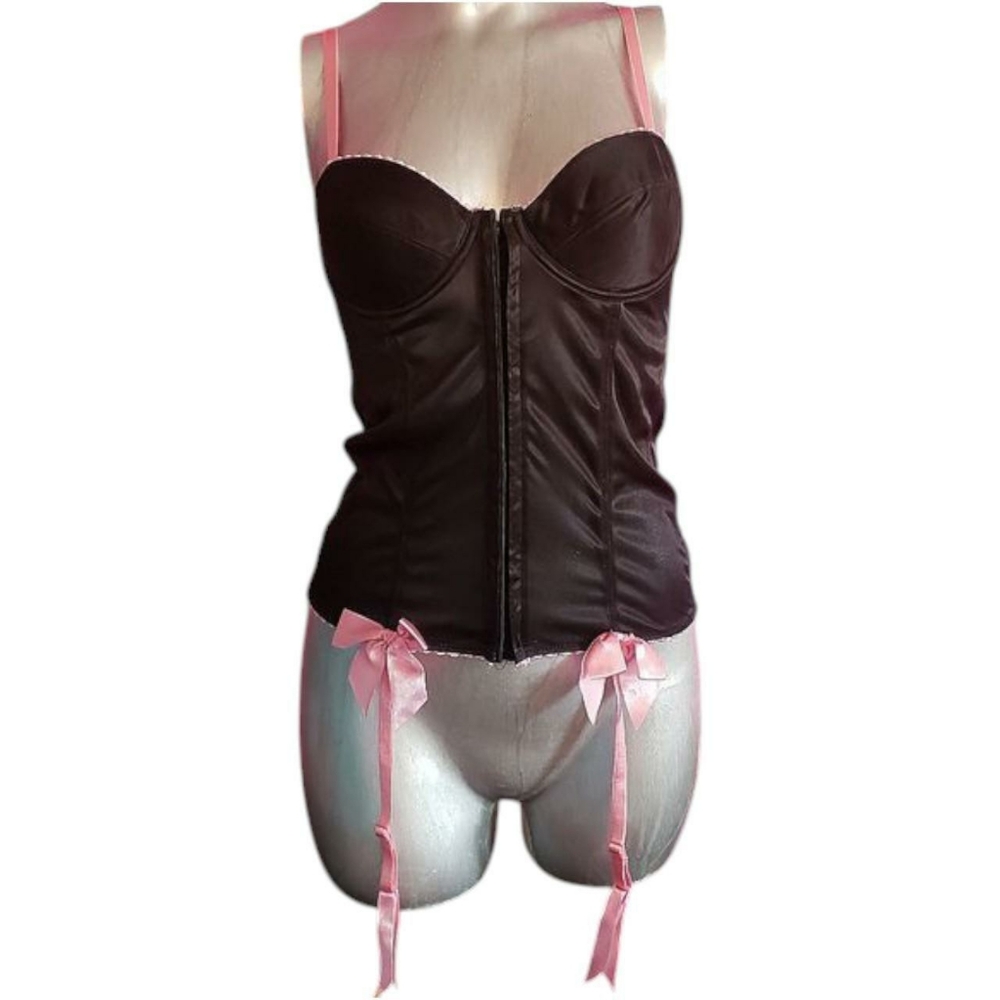Vintage Y2K era Morbid Threads black & pink corset bustier size 34C